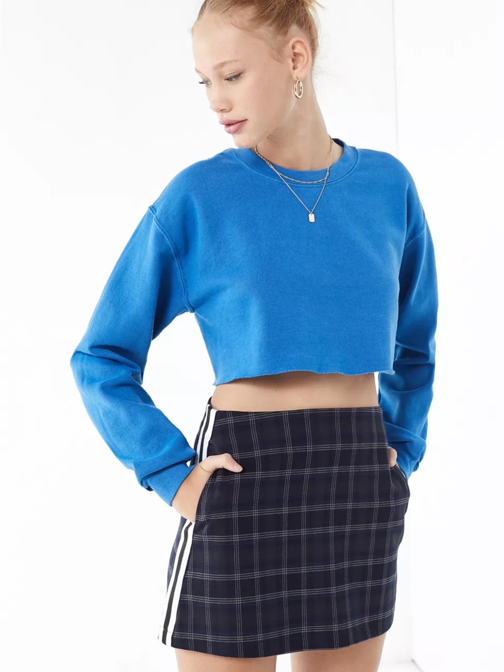 Urban Outfitters UO Trevor Plaid Side Stripe Mini Skirt/ M / waist-30”